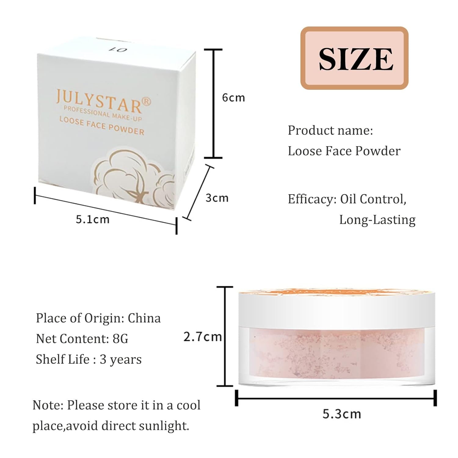 Loose Face Powder, Oil Control Face Pressed Powder,Loose Baking Face Setting Powder Makeup, Natural Matte Smooth Setting Powder Long-Lasting Waterproof,8G (02# Pink Complexion)