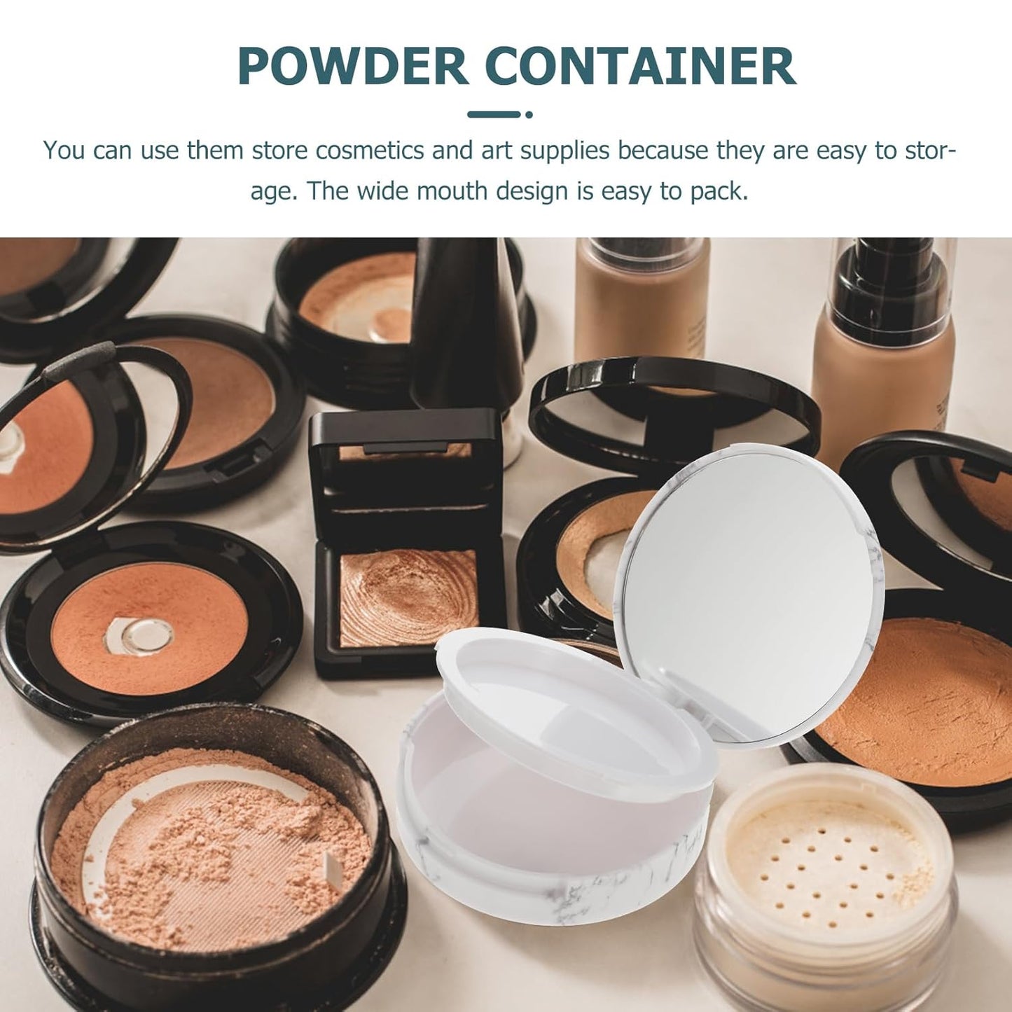 Makeup Powder Container Pressed Powder Box 2Pcs Compact Cosmetic Powder Containers Makeup Empty Loose Powder Boxes (Assorted Color) Makeup Powder Puff