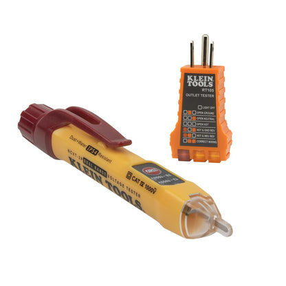 NCVT2PKIT Non-Contact Voltage Tester with Outlet Tester, 12-48V AC or 48 - 1000V AC Dual Range for Broad Application