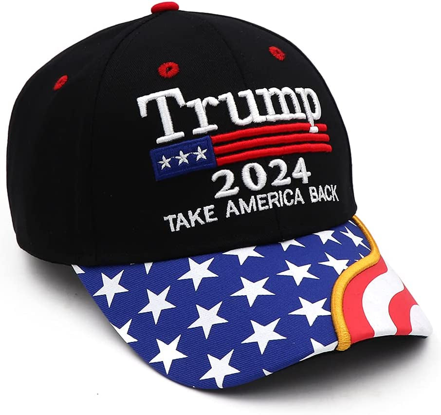 Trump Hat 2024 MAGA Hat Make America Great Again Donald Trump Slogan with USA Flag Cap Trump Merchandise Gift for Woman Men