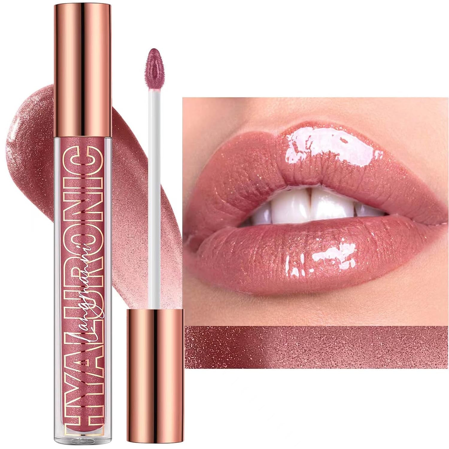 Nude Brown Lip Gloss Plumping Glitter Lip Gloss for Girls Women Lip Plumping Tinted Lipgloss High Pigment Plumper Long Lasting Moisturizing Lip Gloss Oil Shimmer Natural Lipstick Lip Liner(02#)