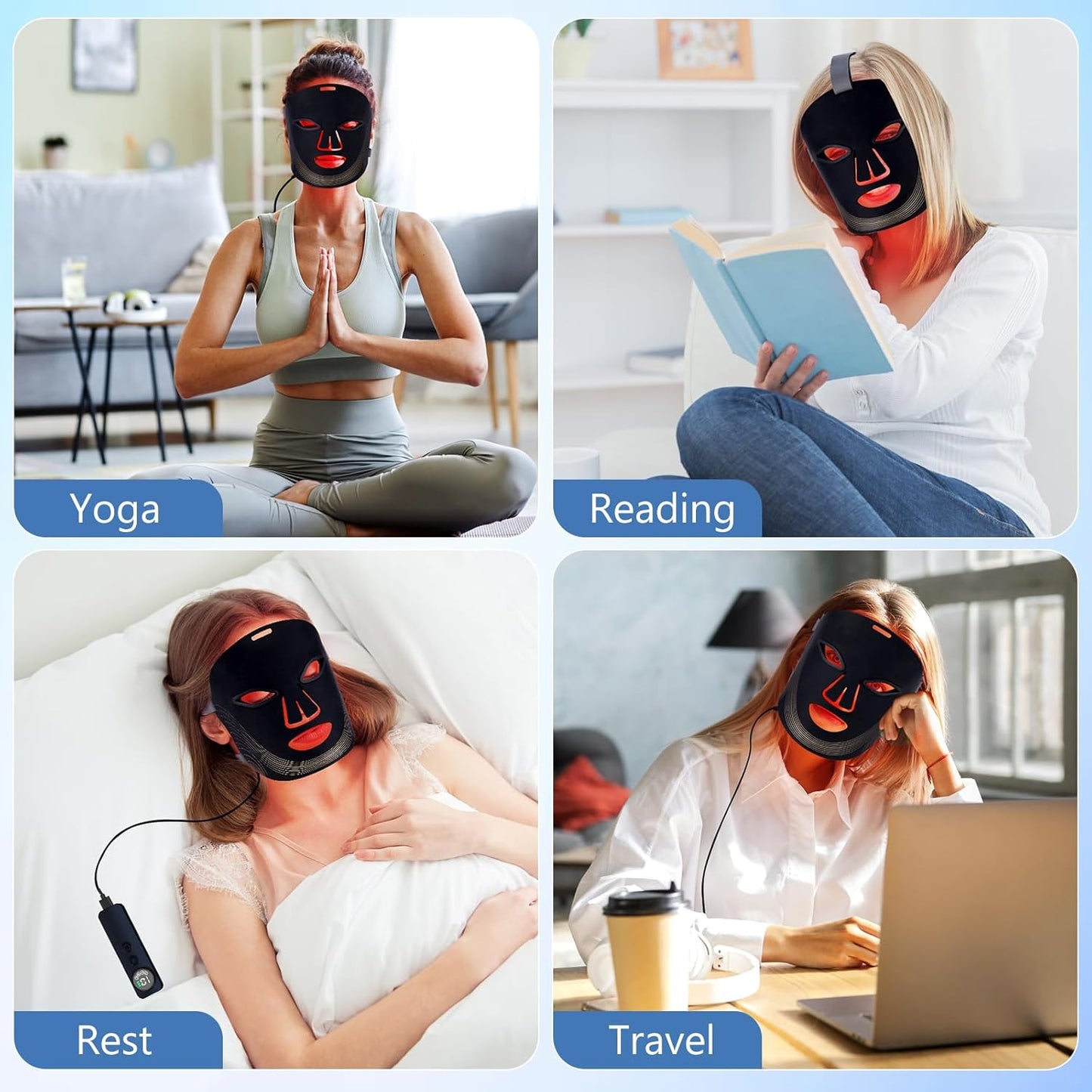 Red Light Therapy Mask, 7 Color Red Light Therapy for Face, 3 Level Intensity LED Face Mask Light Therapy at Home for anti Aging, Silicone Soft LED Light Mask with Time Memory Function